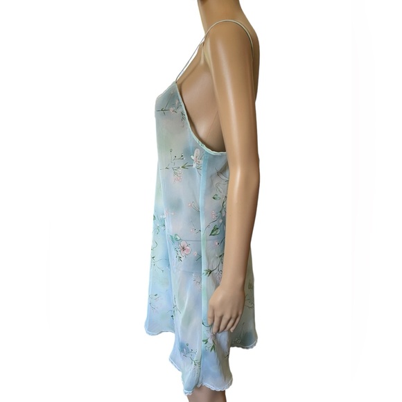 Secret Treasures Vintage Y2K Blue Green Fairy Ethereal Dreamy Floral Sip Dress - Picture 4 of 7